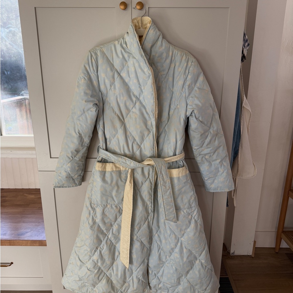 Vintage Eddie Bauer Quilted Robe/Jacket - Light Blue with Flowers